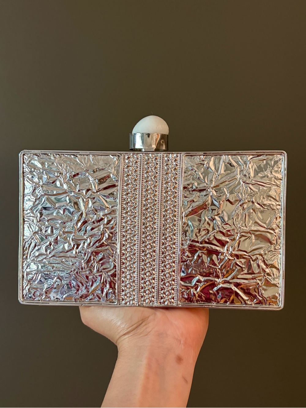 Mother-of-Pearl Agate Accent Decorative Clutch - White - Picture 4 of 9